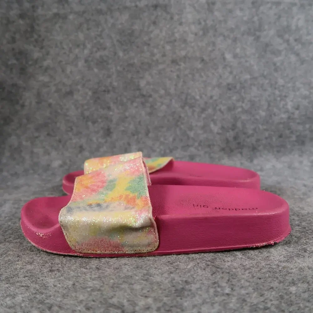 Madden Girl Shoes Kids 1 Sandals Slides Slip On Glitter Multicolor Pink Casual